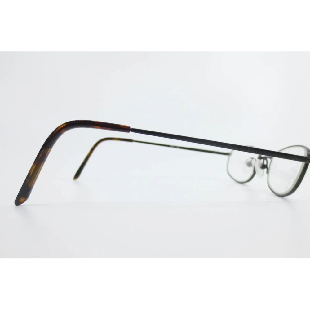Matte Black Oval Metal Eyeglass Frames TB411 49-18-140 Tortoise Tips